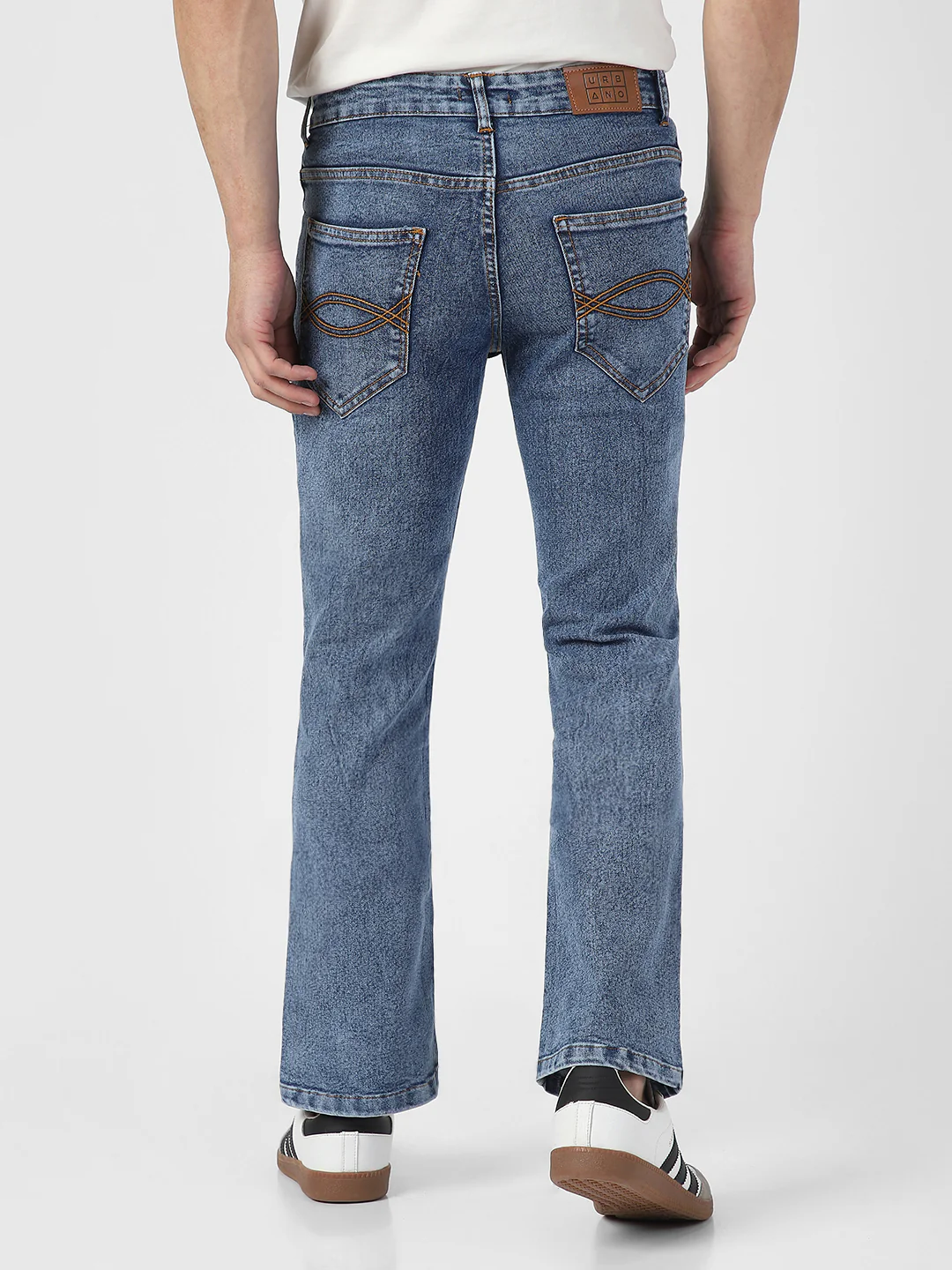 Men's Light Blue Washed Bootcut Jeans Stretchable - Image 3