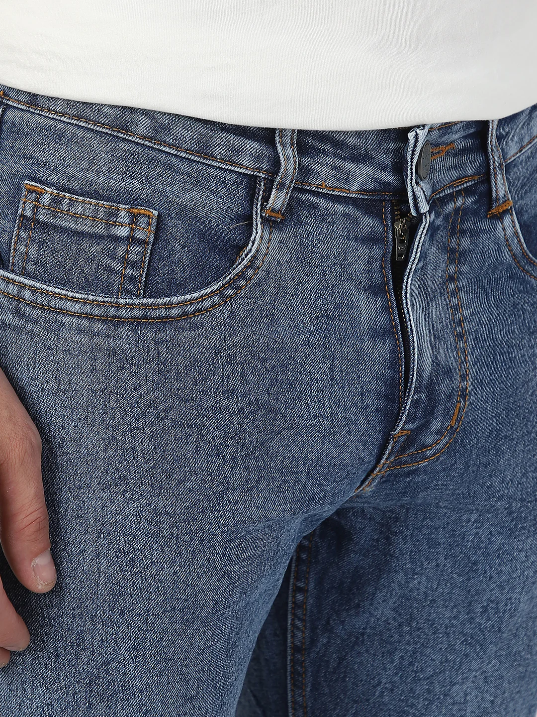 Men's Light Blue Washed Bootcut Jeans Stretchable - Image 5