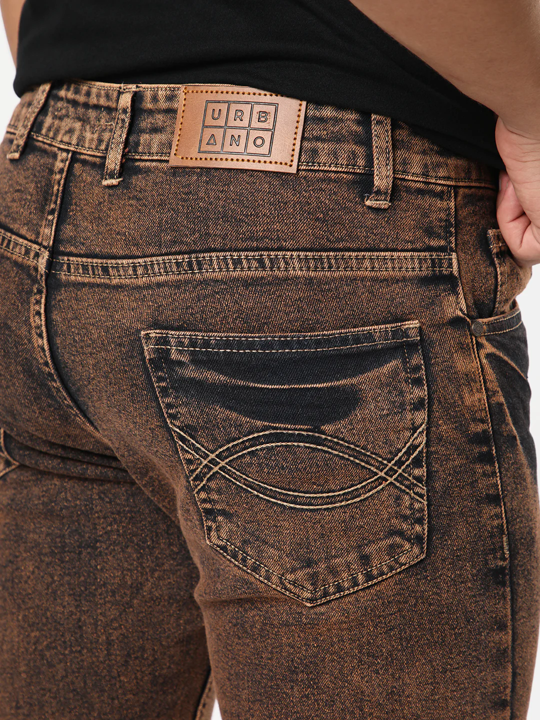 Men's Light Brown Bootcut Fit Mid Rise Acid Wash Jeans Stretchable - Image 6