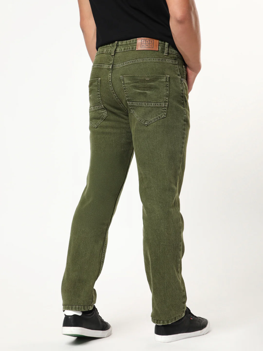 Men's Light Green Regular Fit Acid Washed Denim Jeans Stretchable - Image 3