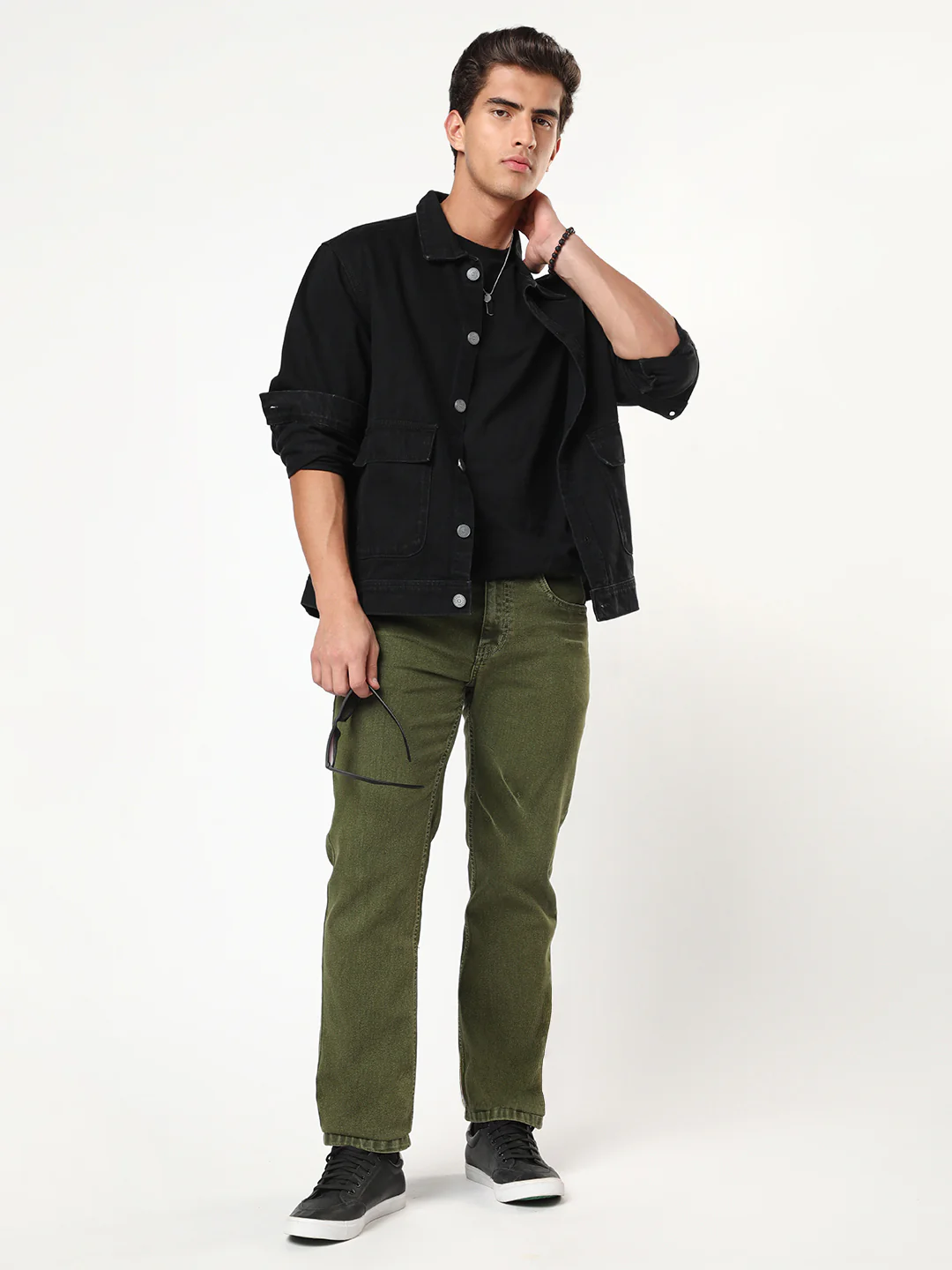 Men's Light Green Regular Fit Acid Washed Denim Jeans Stretchable - Image 4