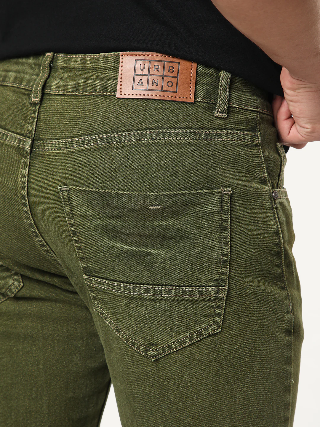 Men's Light Green Regular Fit Acid Washed Denim Jeans Stretchable - Image 6