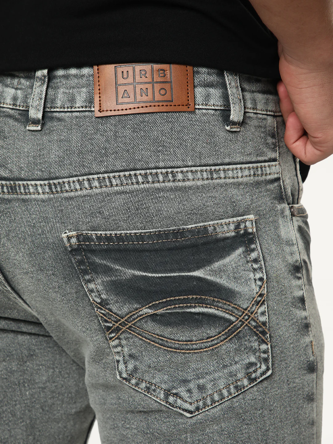 Men's Light Grey Bootcut Fit Mid Rise Acid Wash Jeans Stretchable - Image 6