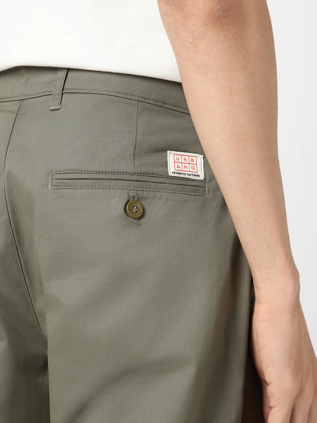 Men's Light Grey Cotton Regular Fit Casual Chinos Trousers Stretch - Image 5