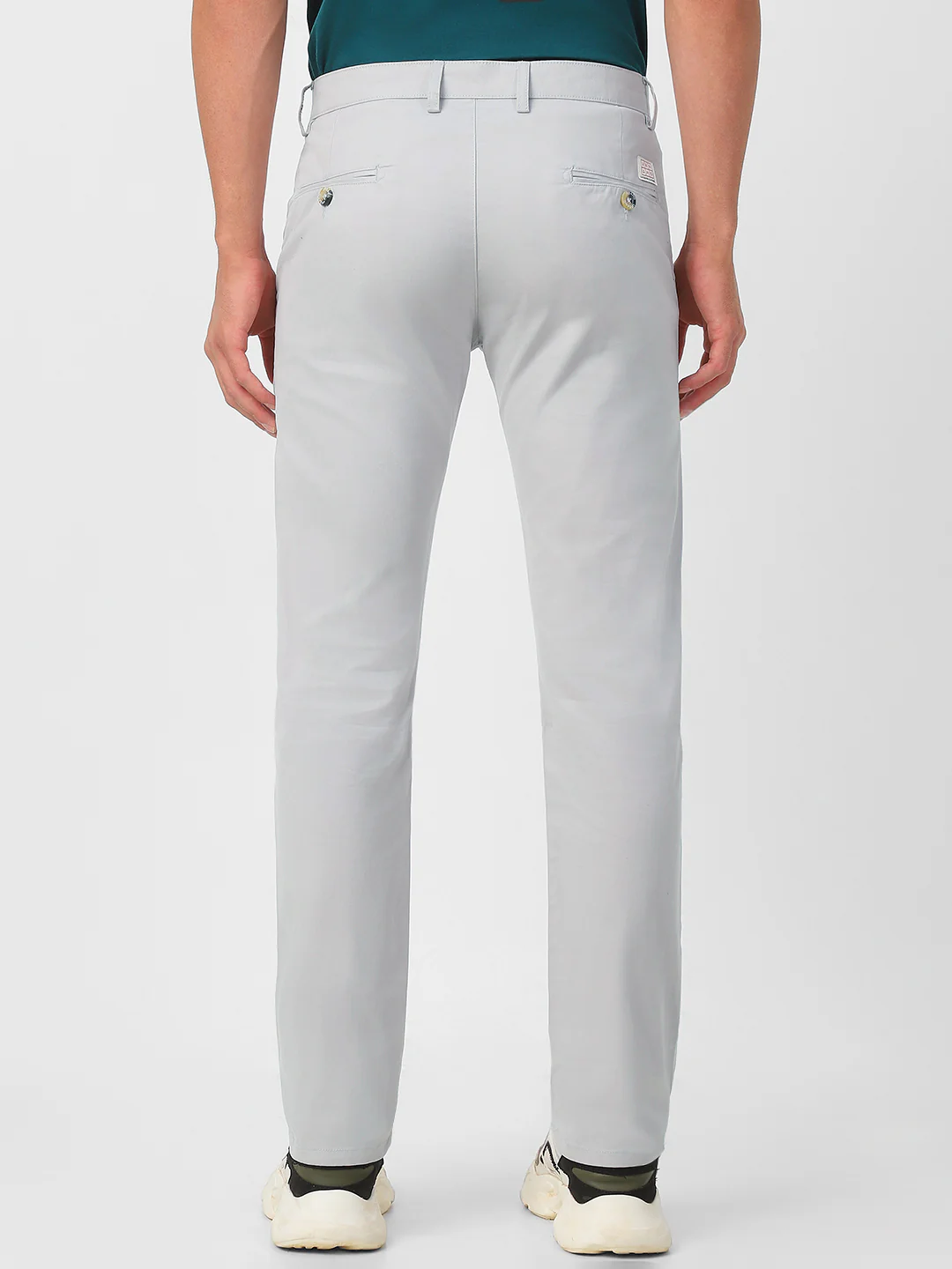 Men's Light Grey Cotton Slim Fit Casual Chinos Trousers Stretch - Image 3