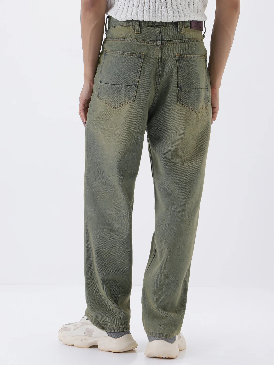 Men's Light Grey Loose Baggy Fit Heavy Washed Jeans Non-Stretchable - Image 3