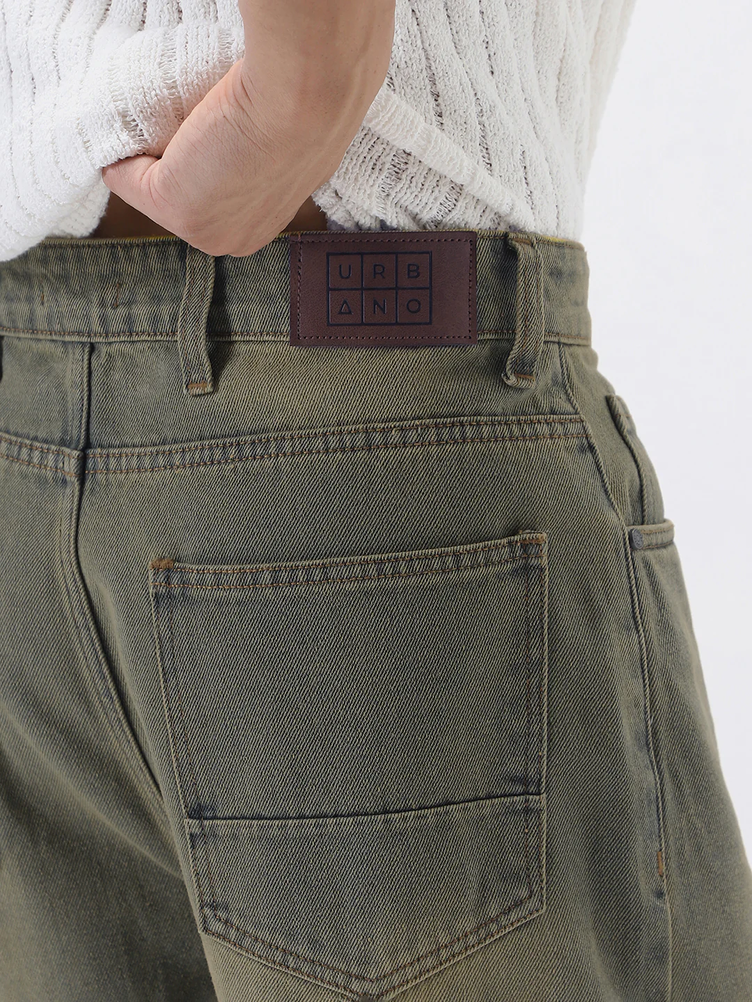 Men's Light Grey Loose Baggy Fit Heavy Washed Jeans Non-Stretchable - Image 6