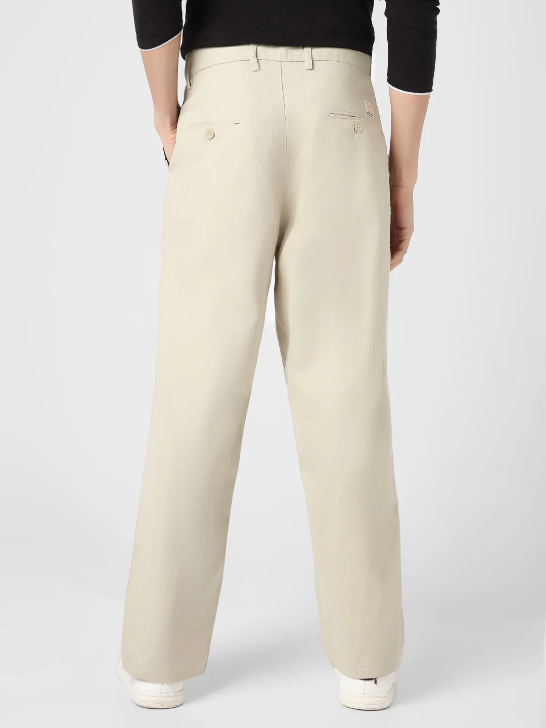 Men's Light Grey Loose Baggy Fit Solid Chino Trousers Non-Stretchable - Image 4