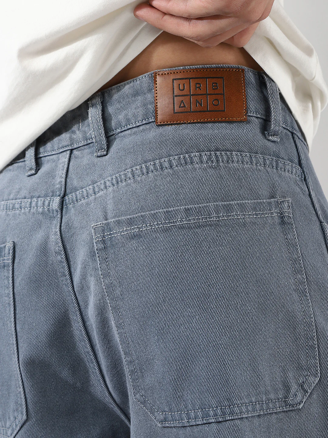 Men's Light Grey Loose Baggy Fit Washed Cargo Jeans with 6 Pockets Non-Stretchable - Image 6