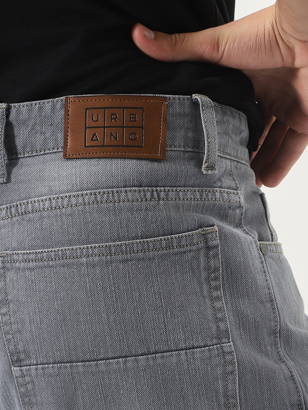 Men's Light Grey Loose Baggy Fit Washed Denim Jeans Non-Stretchable - Image 6
