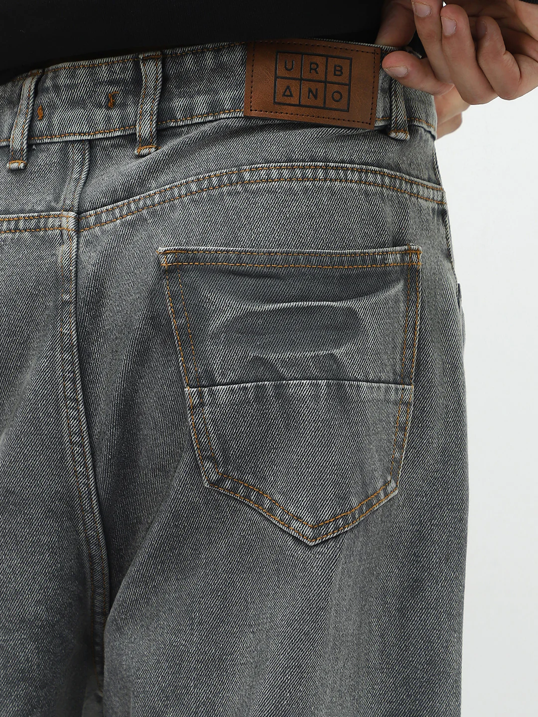 Men's Light Grey Loose Baggy Fit Washed Jeans Non-Stretchable - Image 6
