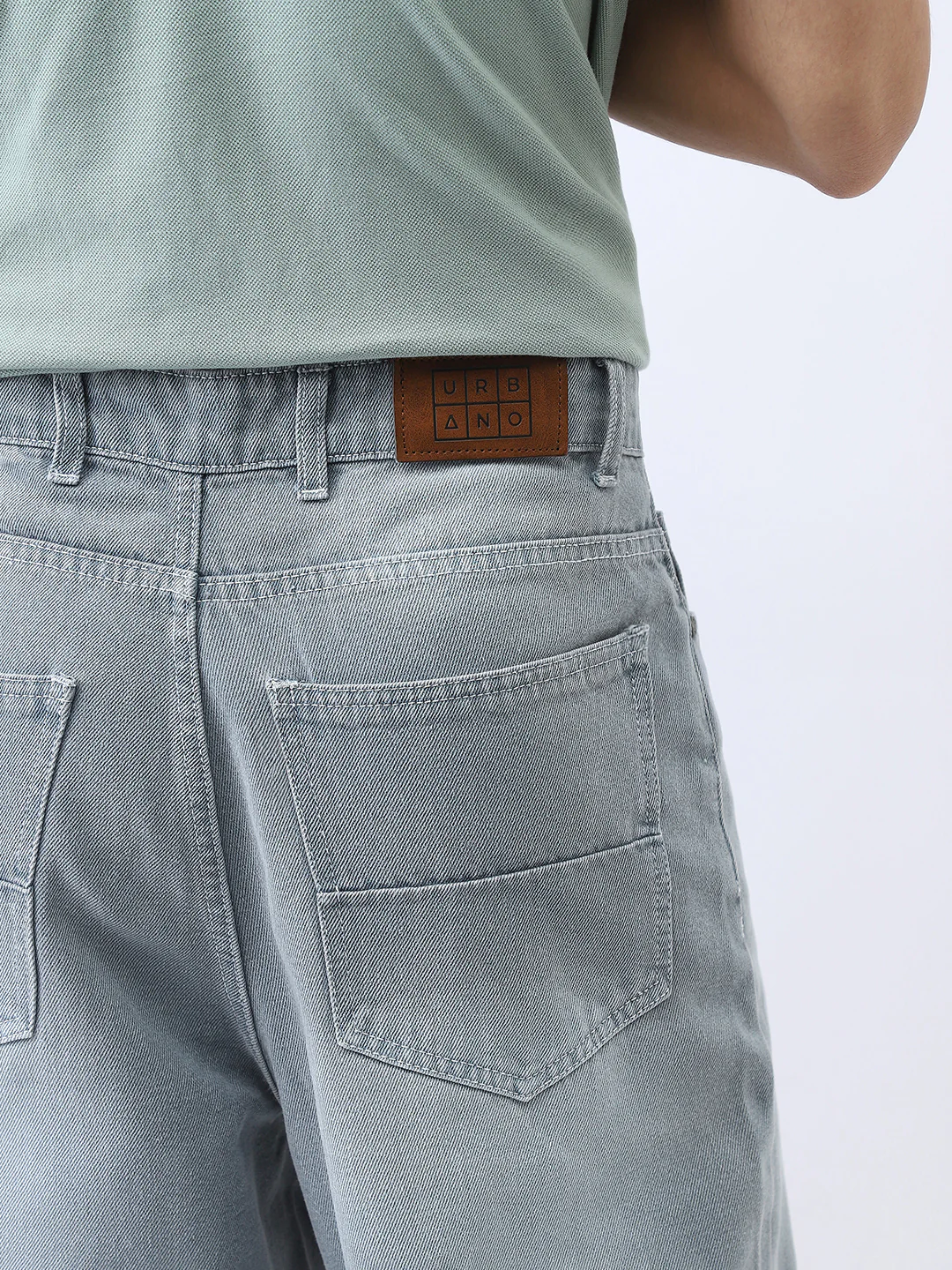 Men's Light Grey Loose Baggy Fit Washed Jeans Non-Stretchable - Image 7