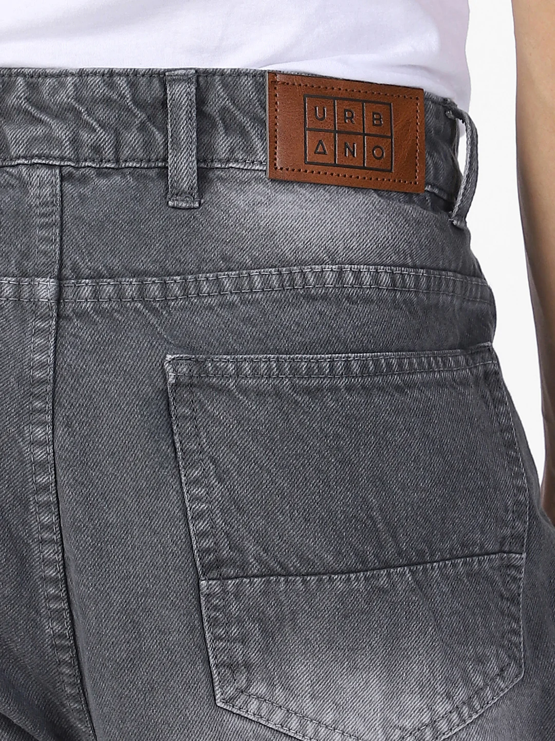 Men's Light Grey Loose Baggy Fit Washed Jeans Non-Stretchable - Image 5