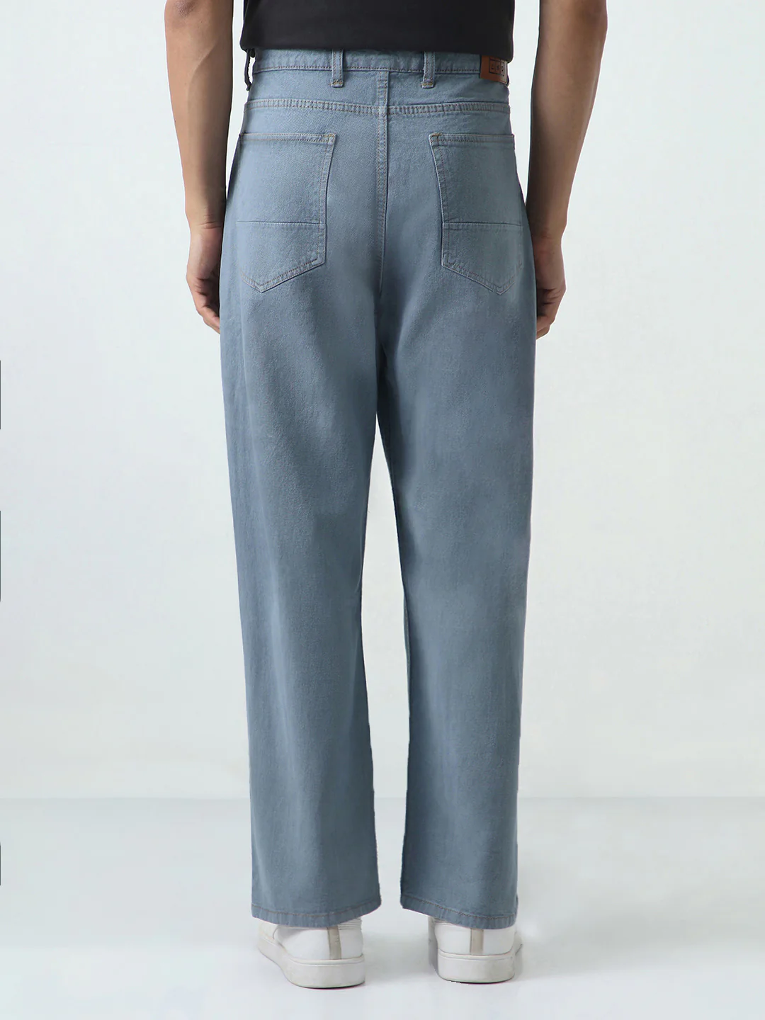 Men's Light Grey Loose Fit Washed Jeans Non-Stretchable - Image 4