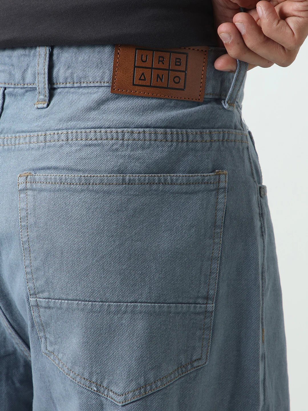 Men's Light Grey Loose Fit Washed Jeans Non-Stretchable - Image 7