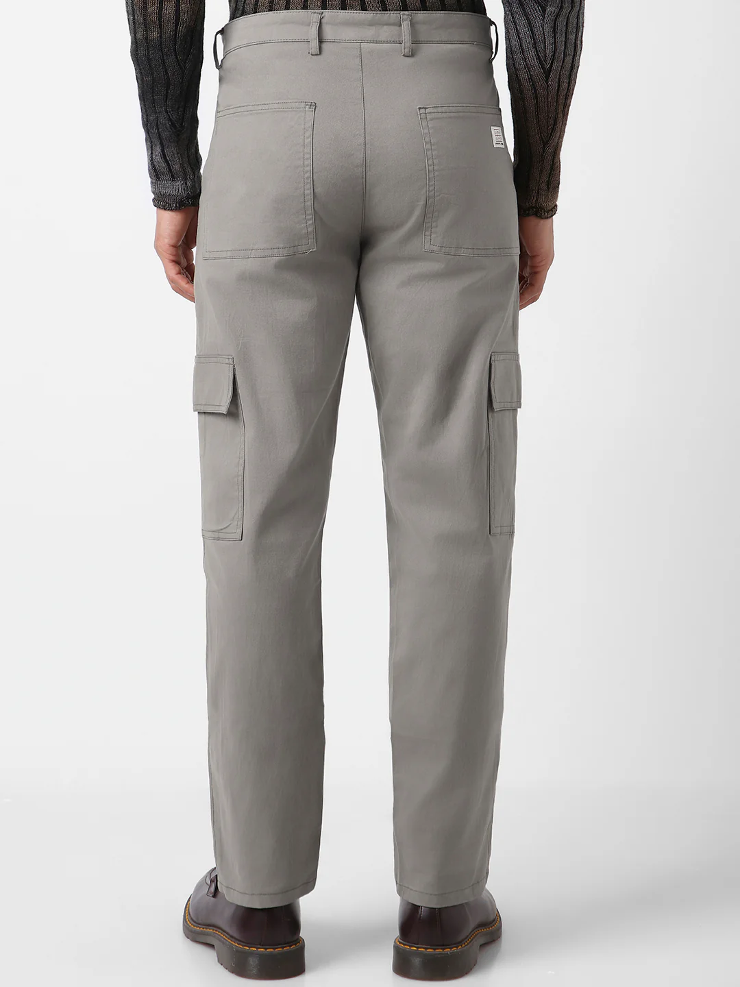 Urbano Fashion Men's Light Grey Regular Fit Solid Cargo Chino Pant with 6 Pockets Stretchable - Image 3