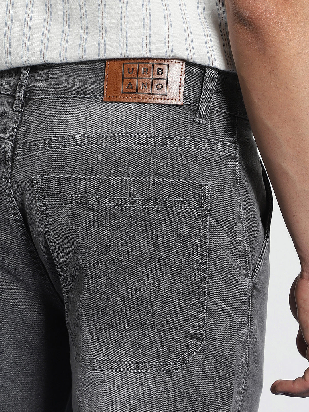 Men's Light Grey Regular Fit Washed Cargo Jeans With 6 Pockets Stretchable - Image 6