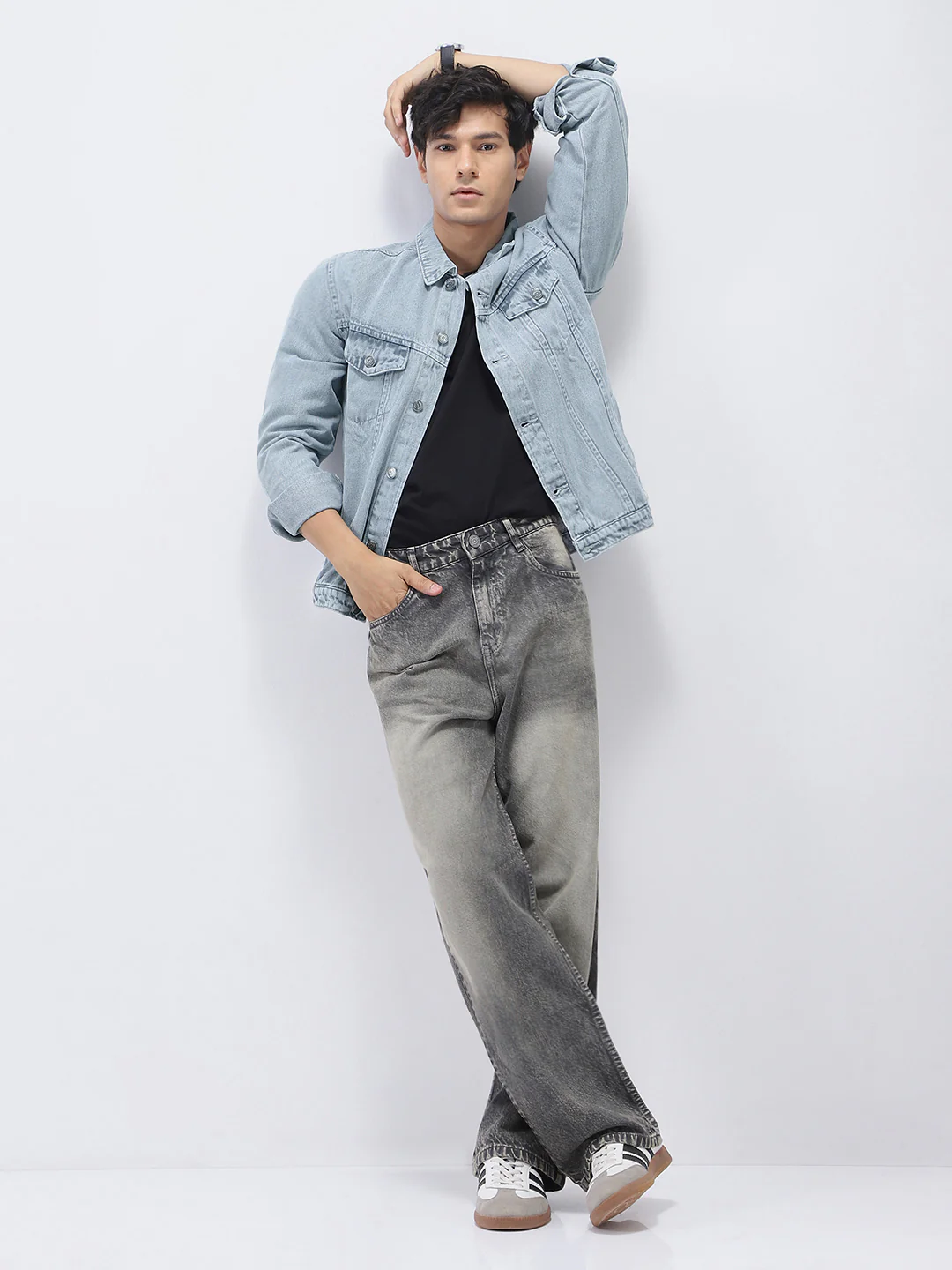 Men's Light Grey Regular Fit Washed Full Sleeve Denim Jacket - Image 6