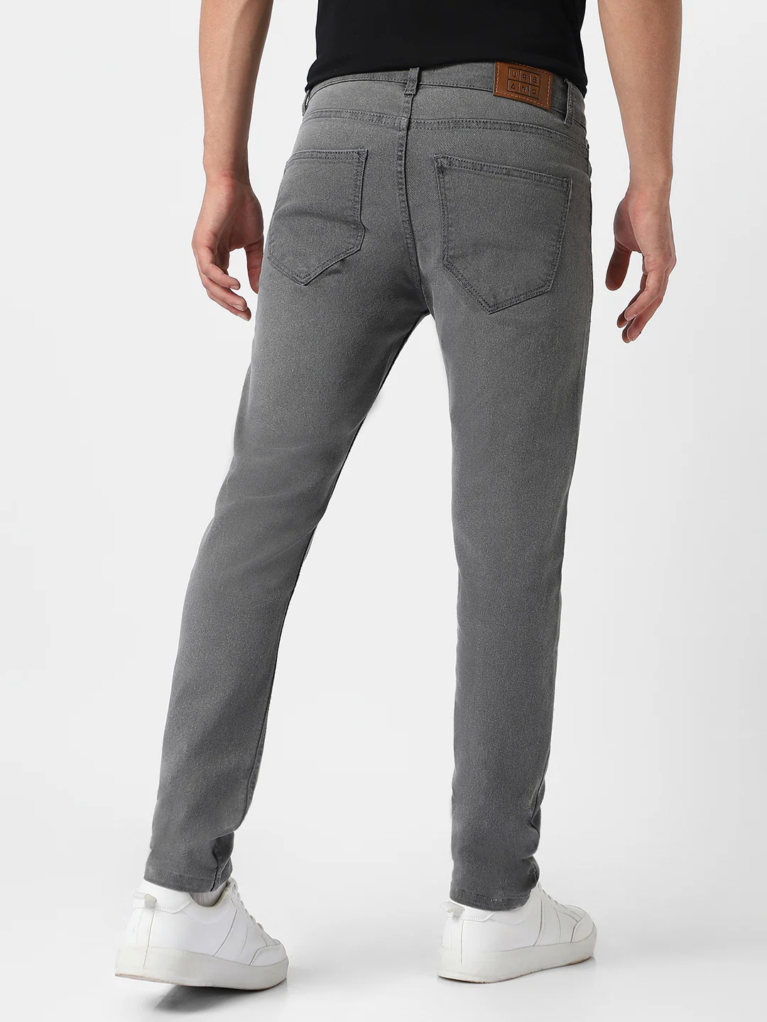 Men's Light Grey Regular Fit Washed Jeans Stretchable - Image 3