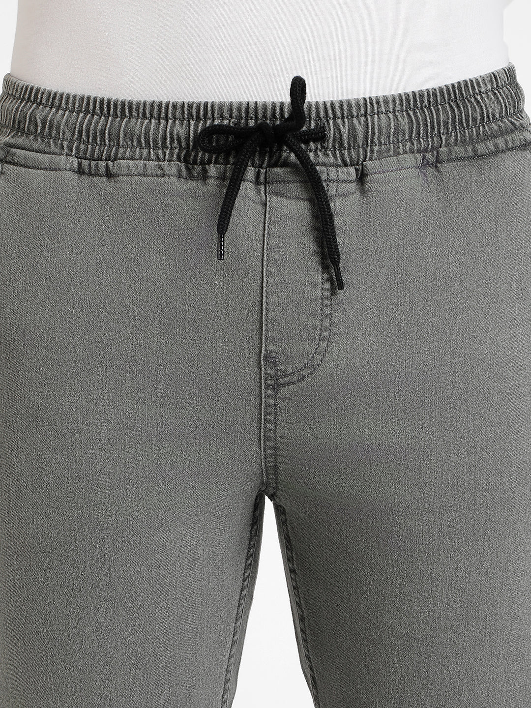 Men's Light Grey Regular Fit Washed Jogger Jeans Stretchable - Image 5