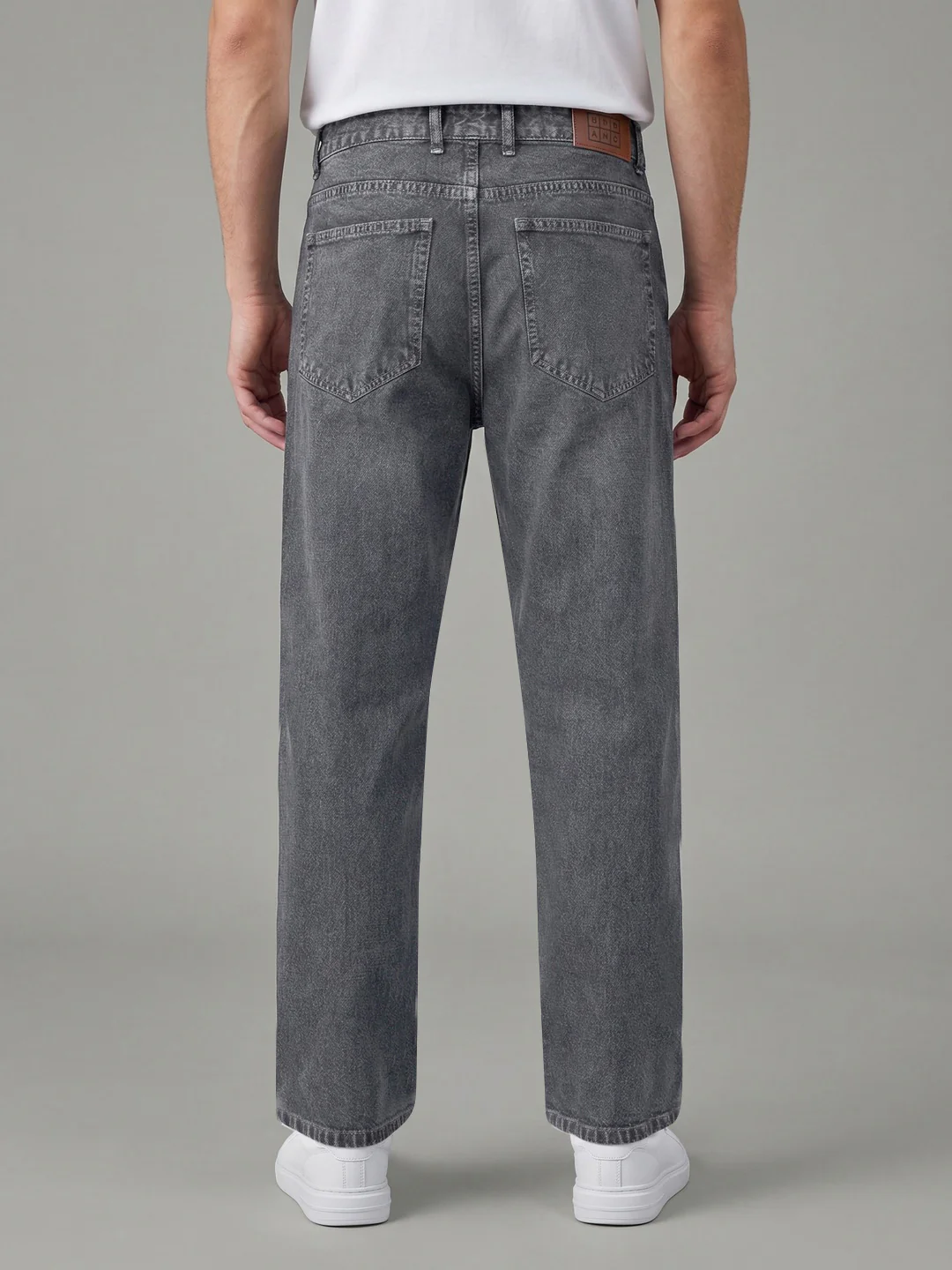 Men's Light Grey Relaxed Fit Washed Denim Jeans Non-Stretchable - Image 3