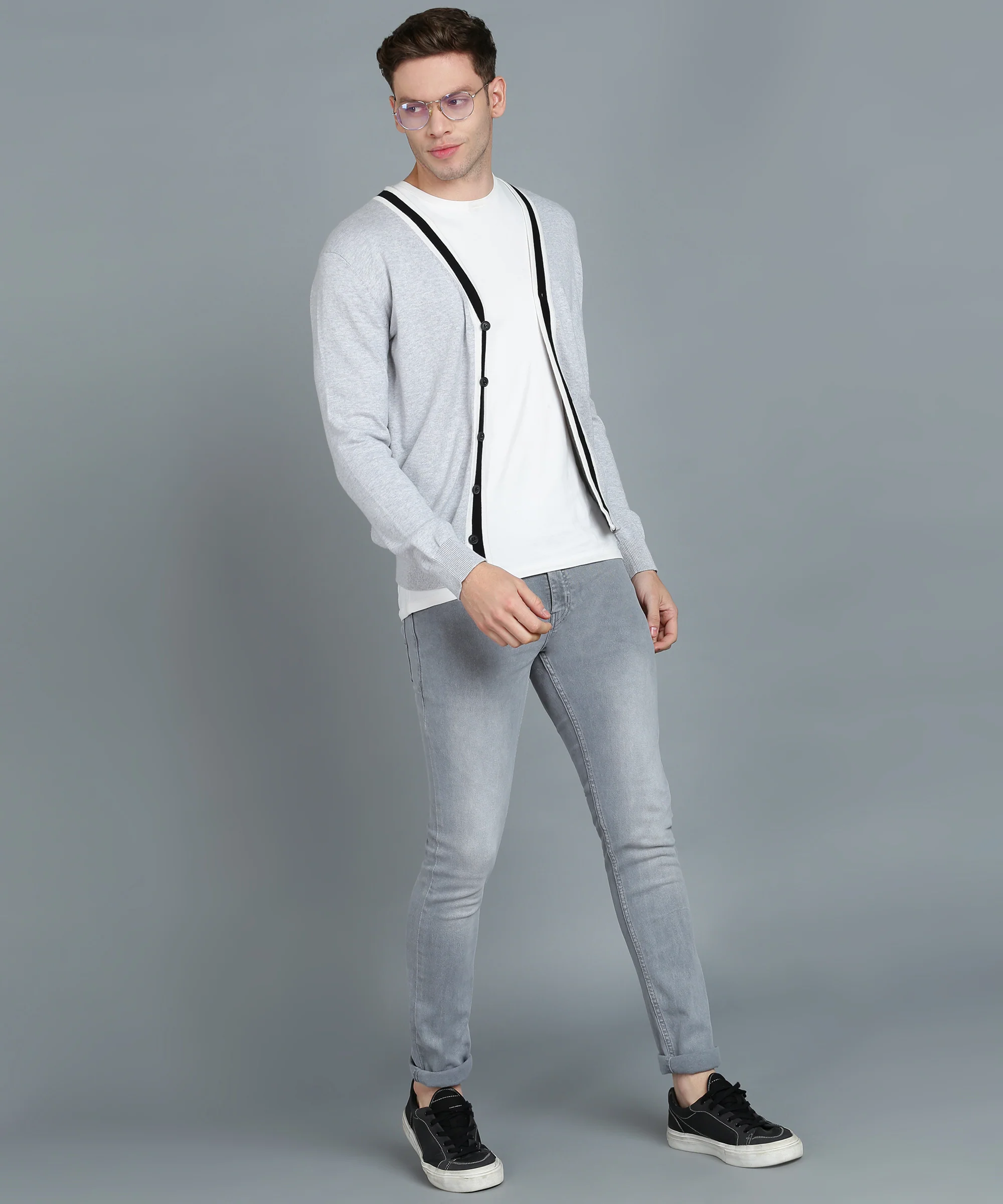 Men's Light Grey Skinny Fit Washed Jeans Stretchable - Image 4