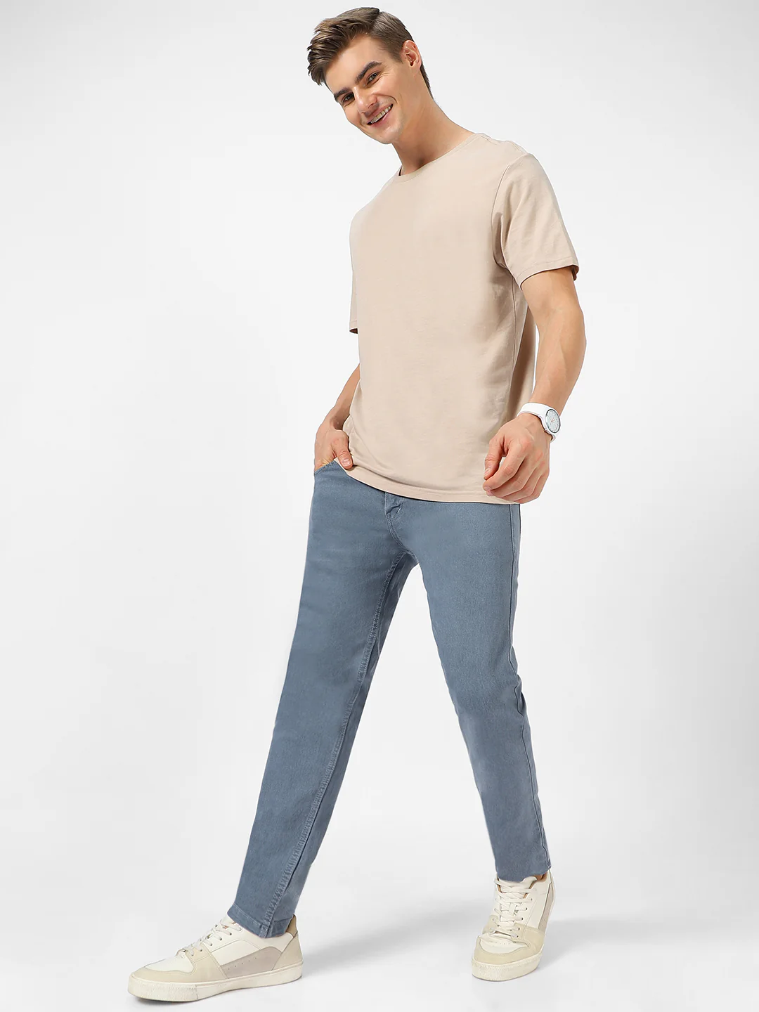 Men's Light Grey Slim Fit Denim Jeans Stretchable - Image 6