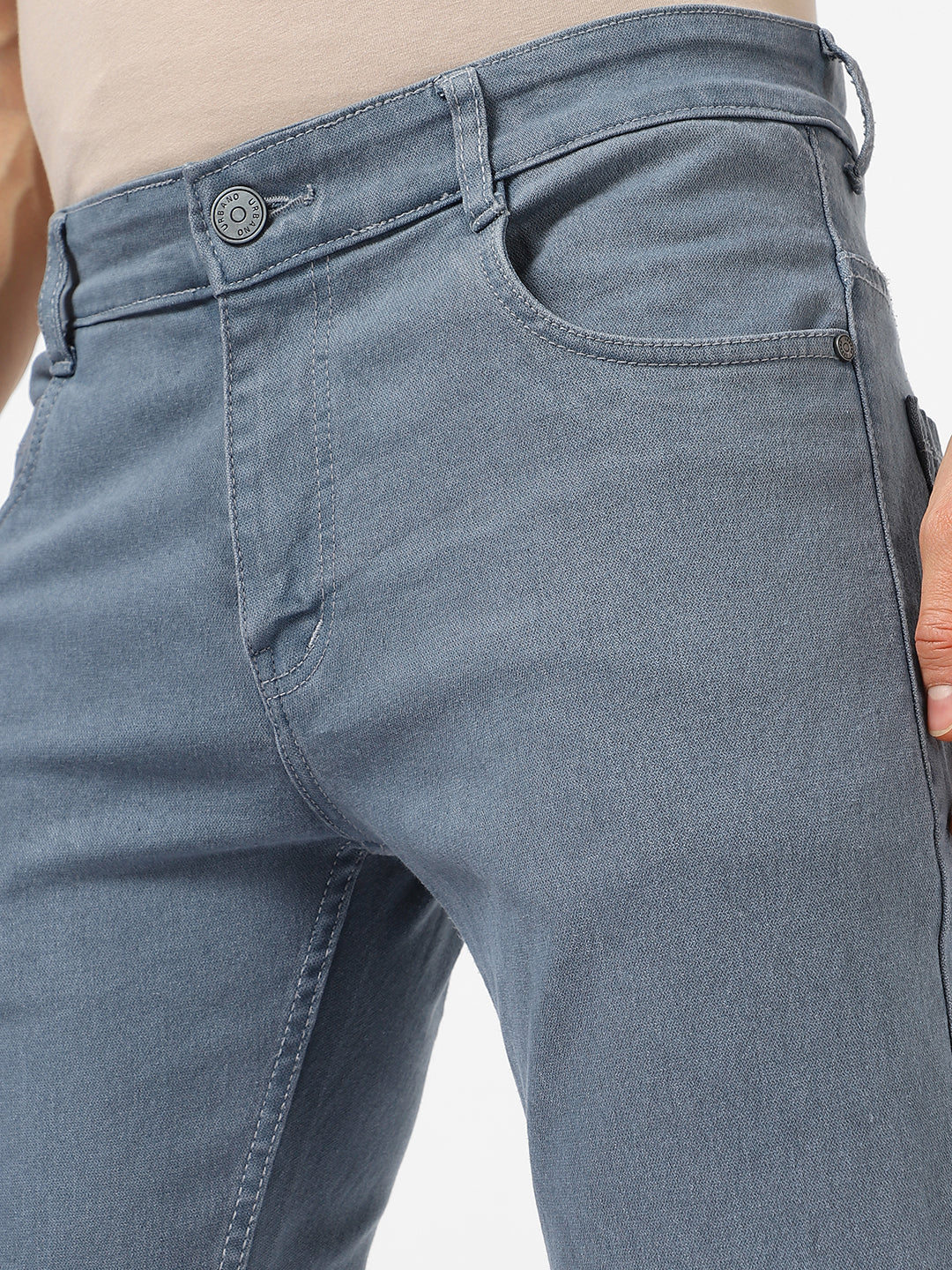 Men's Light Grey Slim Fit Denim Jeans Stretchable - Image 7
