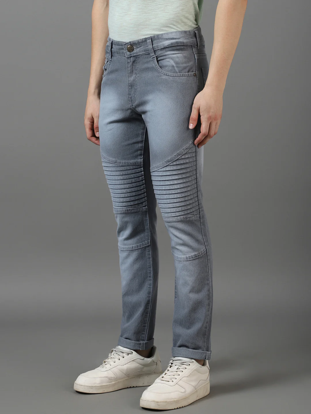 Men's Light Grey Slim Fit Jeans Stretchable - Image 2