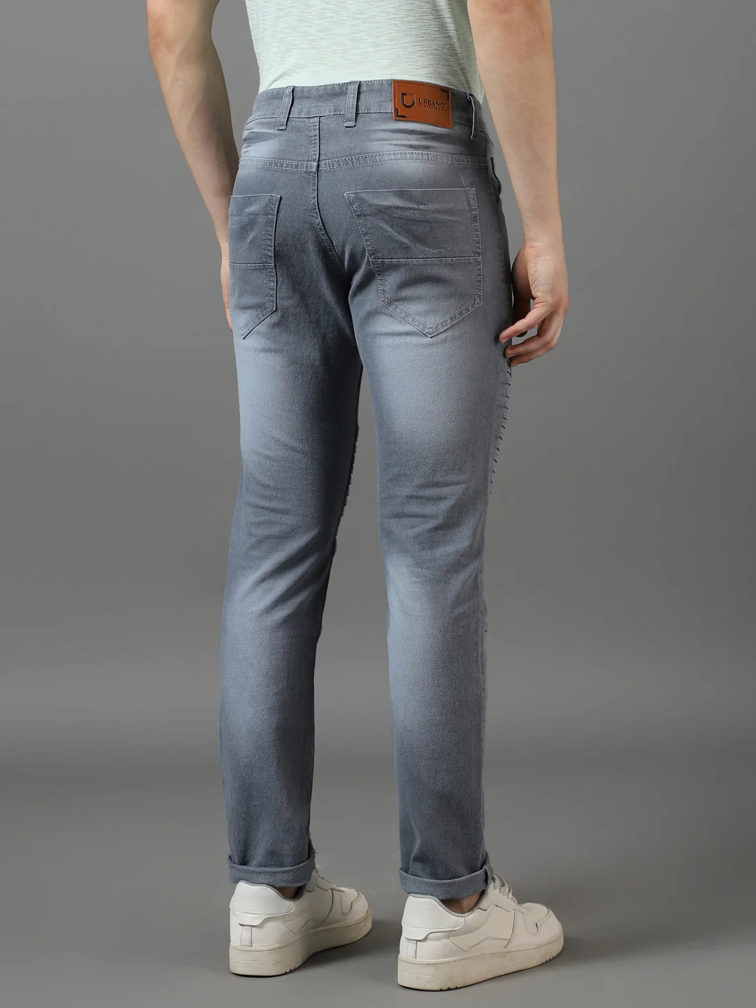 Men's Light Grey Slim Fit Jeans Stretchable - Image 3