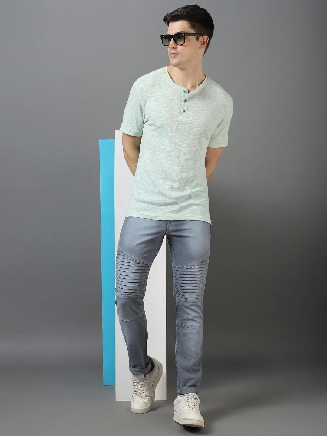 Men's Light Grey Slim Fit Jeans Stretchable - Image 4