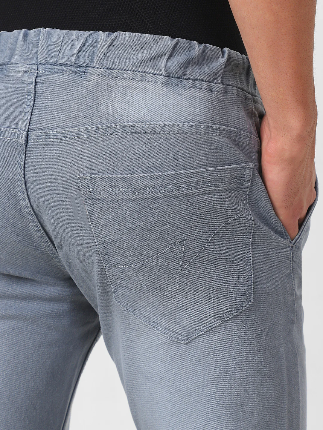 Men's Light Grey Slim Fit Stretch Jogger Jeans - Image 8