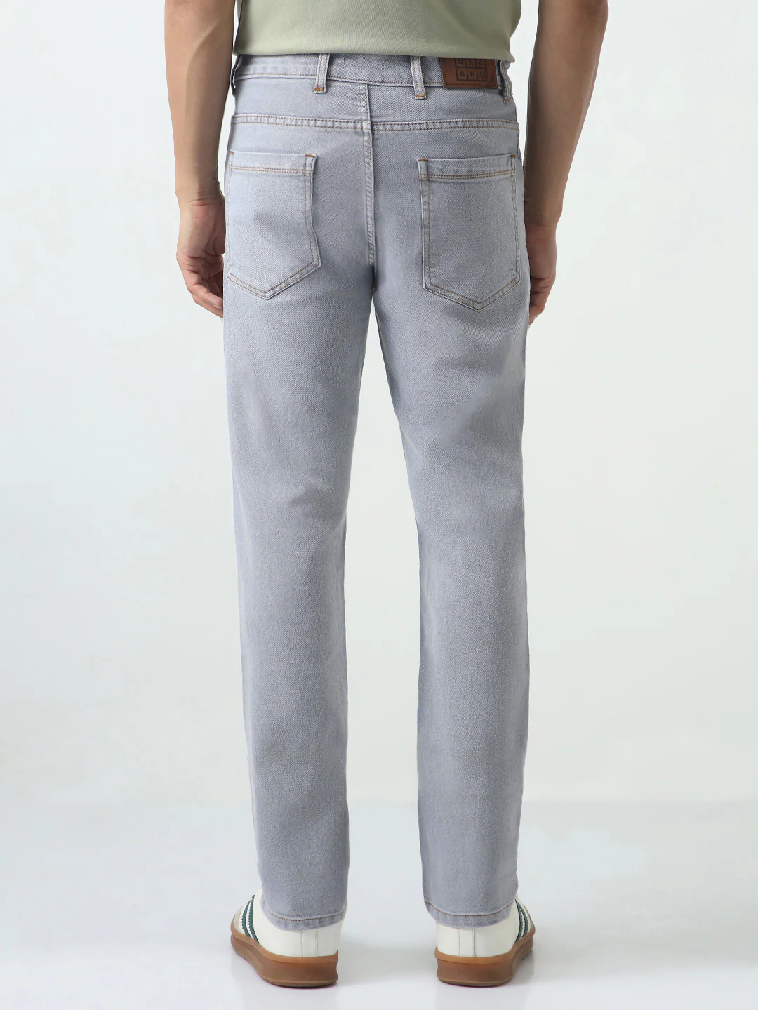 Men's Light Grey Slim Fit Washed Denim Jeans Stretchable - Image 3