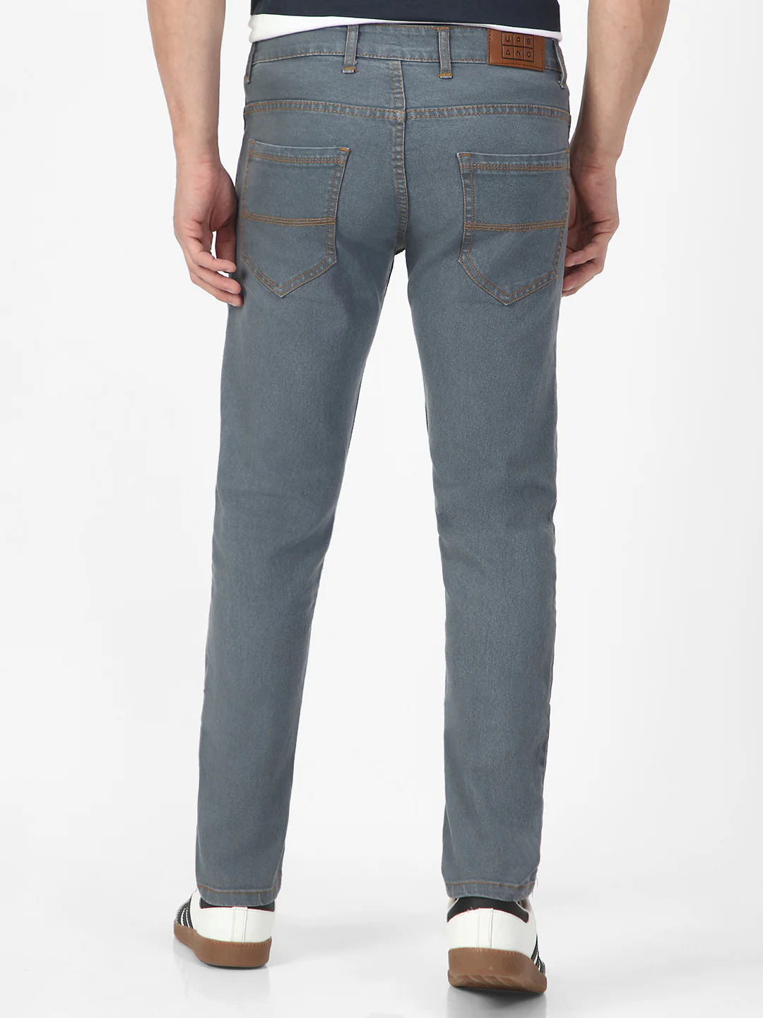 Men's Light Grey Slim Fit Washed Jeans Stretchable - Image 3