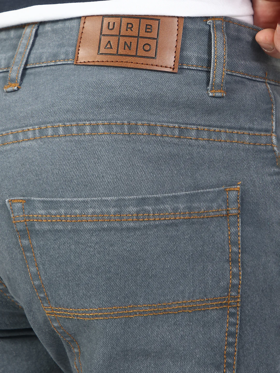 Men's Light Grey Slim Fit Washed Jeans Stretchable - Image 5
