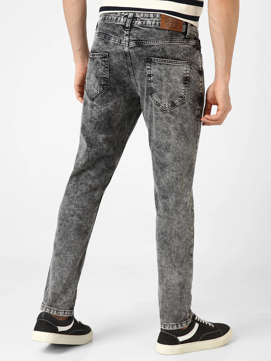 Men's Light Grey Slim Fit Washed Jeans Stretchable - Image 3