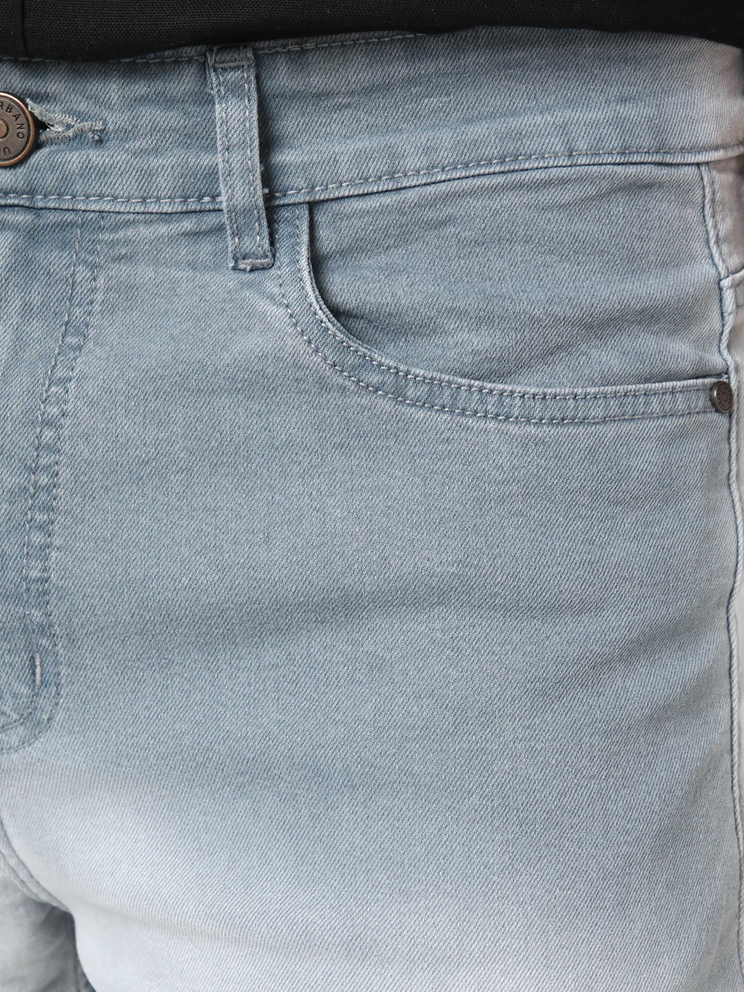 Men's Light Grey Straight Fit Heavy Washed Faded Denim Jeans Stretchable - Image 6