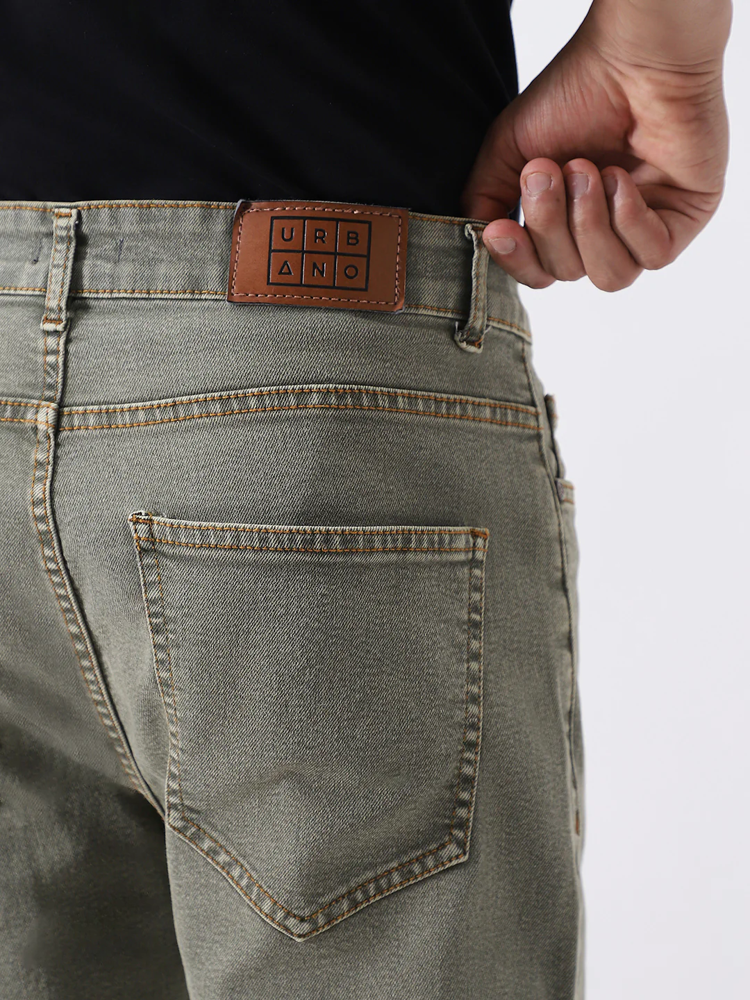 Men's Light Grey Straight Fit Heavy Washed Jeans Stretchable - Image 6
