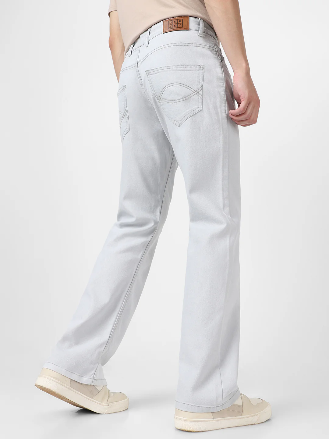 Men's Light Grey Washed Bootcut Jeans Stretchable - Image 4