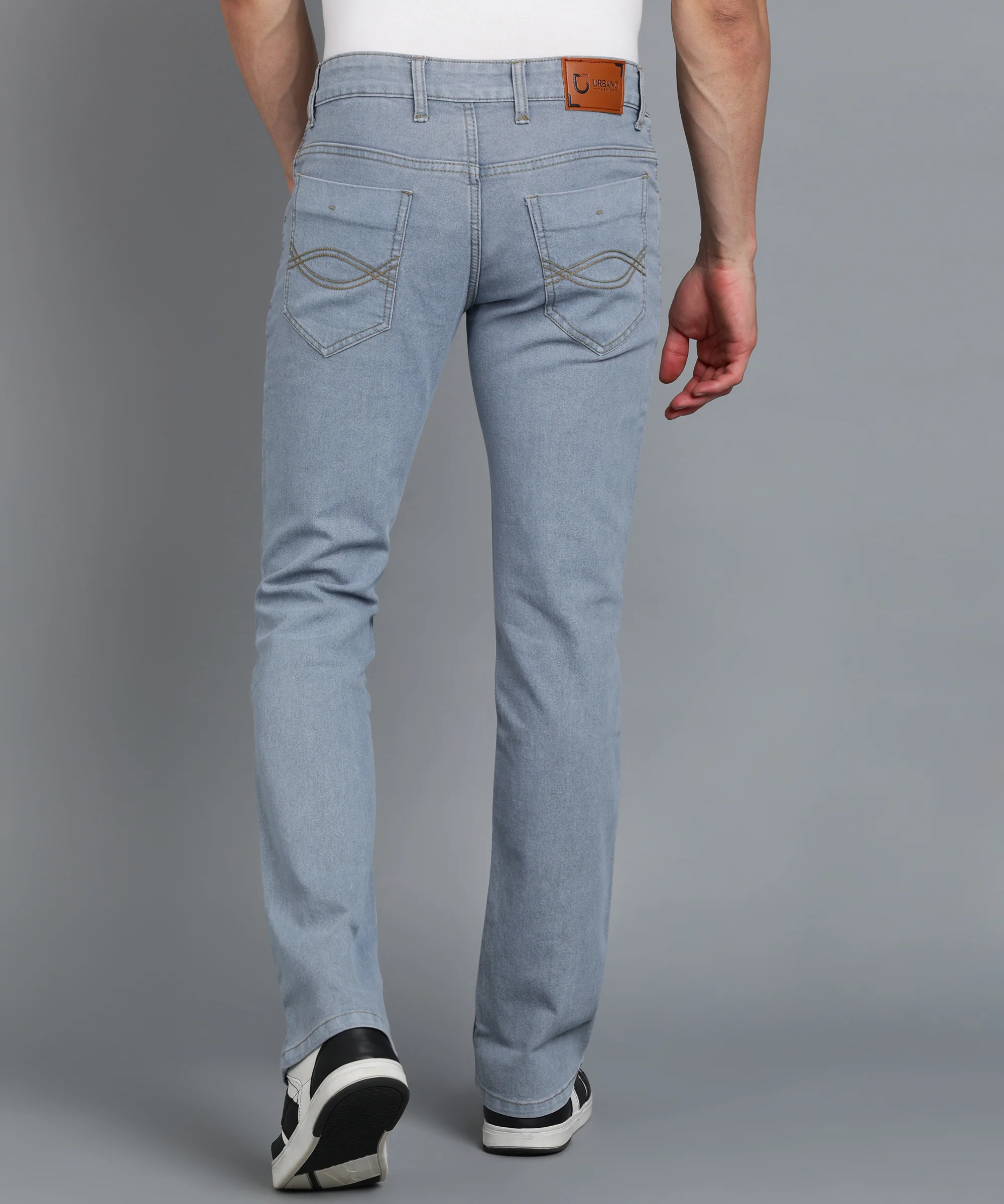 Men's Light Grey Washed Bootcut Jeans Stretchable - Image 4
