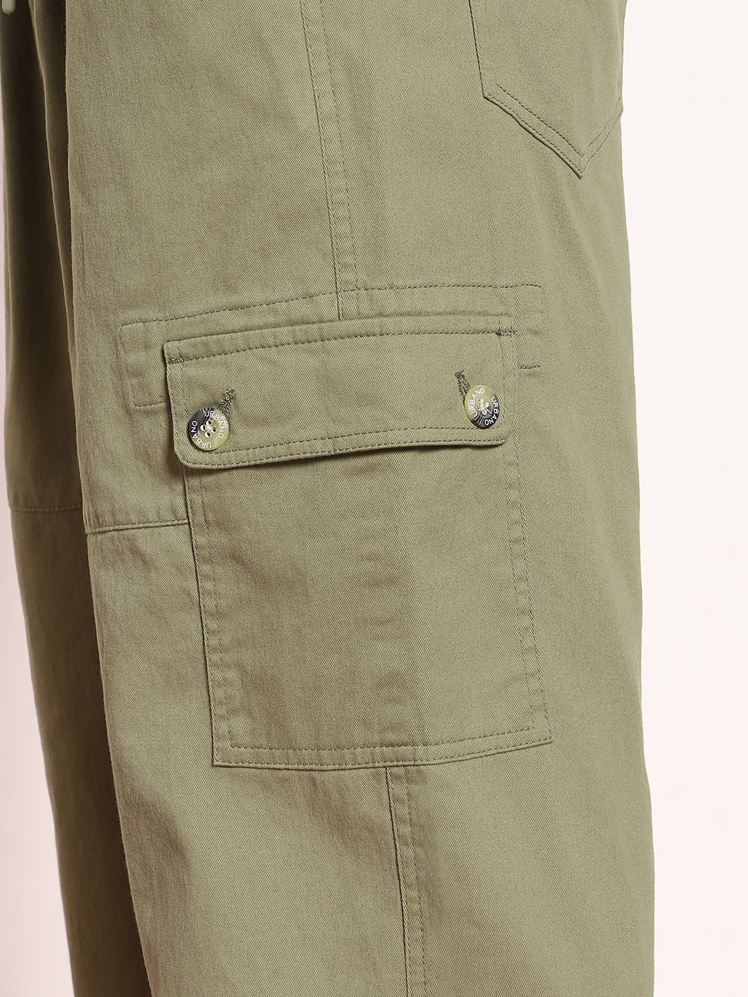 Men's Light Olive Loose Baggy Fit Cargo Jogger Chino Pant with 6 Pockets Stretchable - Image 5