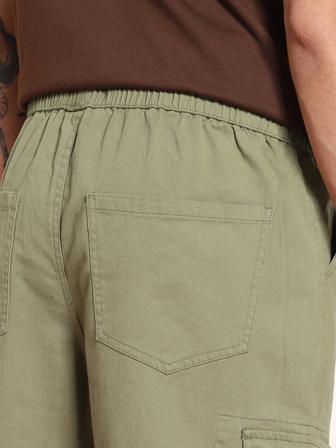 Men's Light Olive Loose Baggy Fit Cargo Jogger Chino Pant with 6 Pockets Stretchable - Image 7