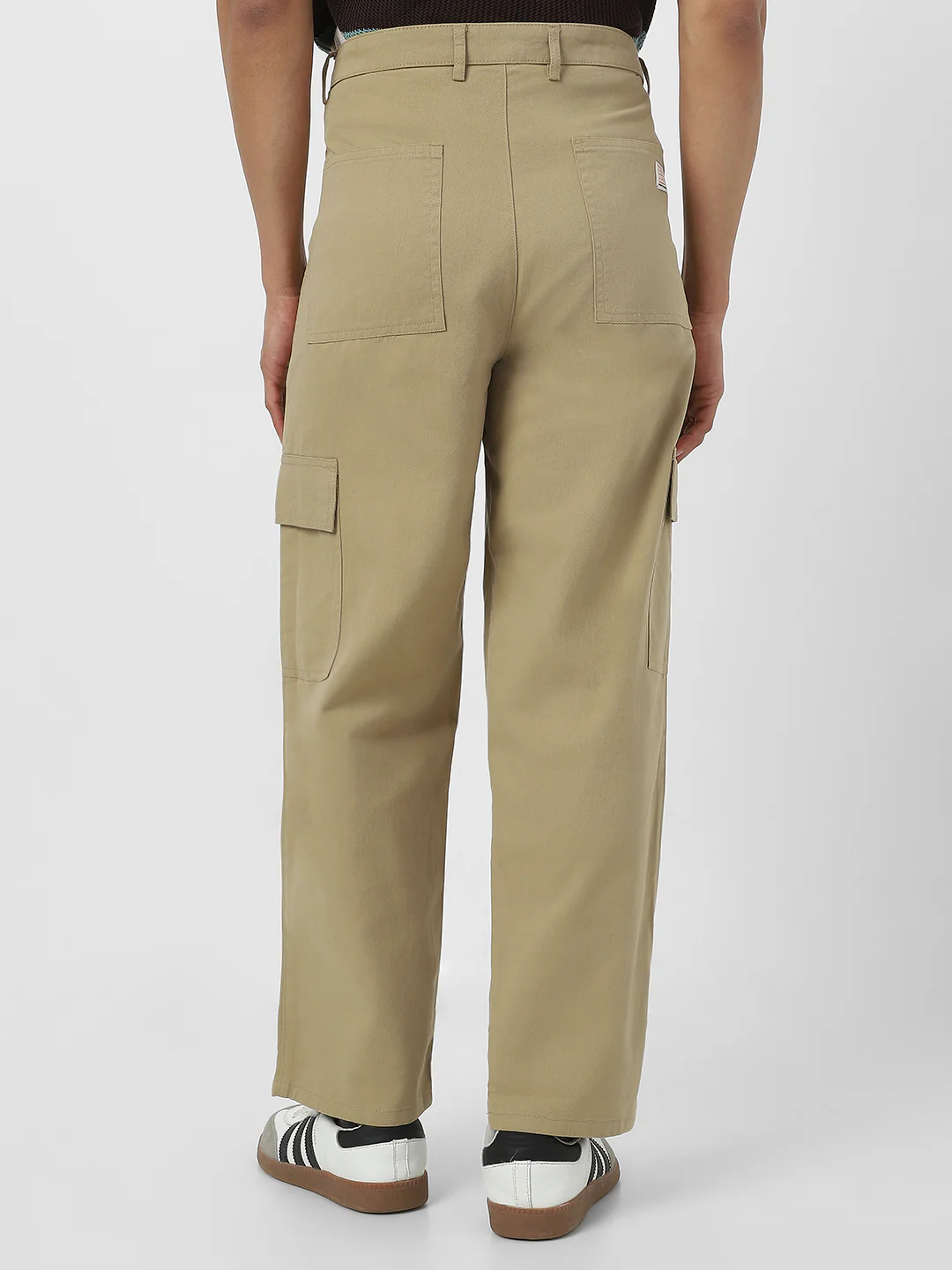Urbano Fashion Men's Light Olive Loose Baggy Fit Solid Cargo Chino Pant with 6 Pockets Non-Stretchable - Image 4