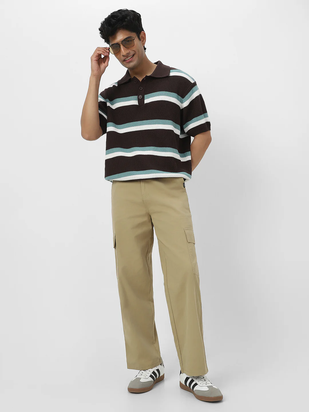 Urbano Fashion Men's Light Olive Loose Baggy Fit Solid Cargo Chino Pant with 6 Pockets Non-Stretchable - Image 5