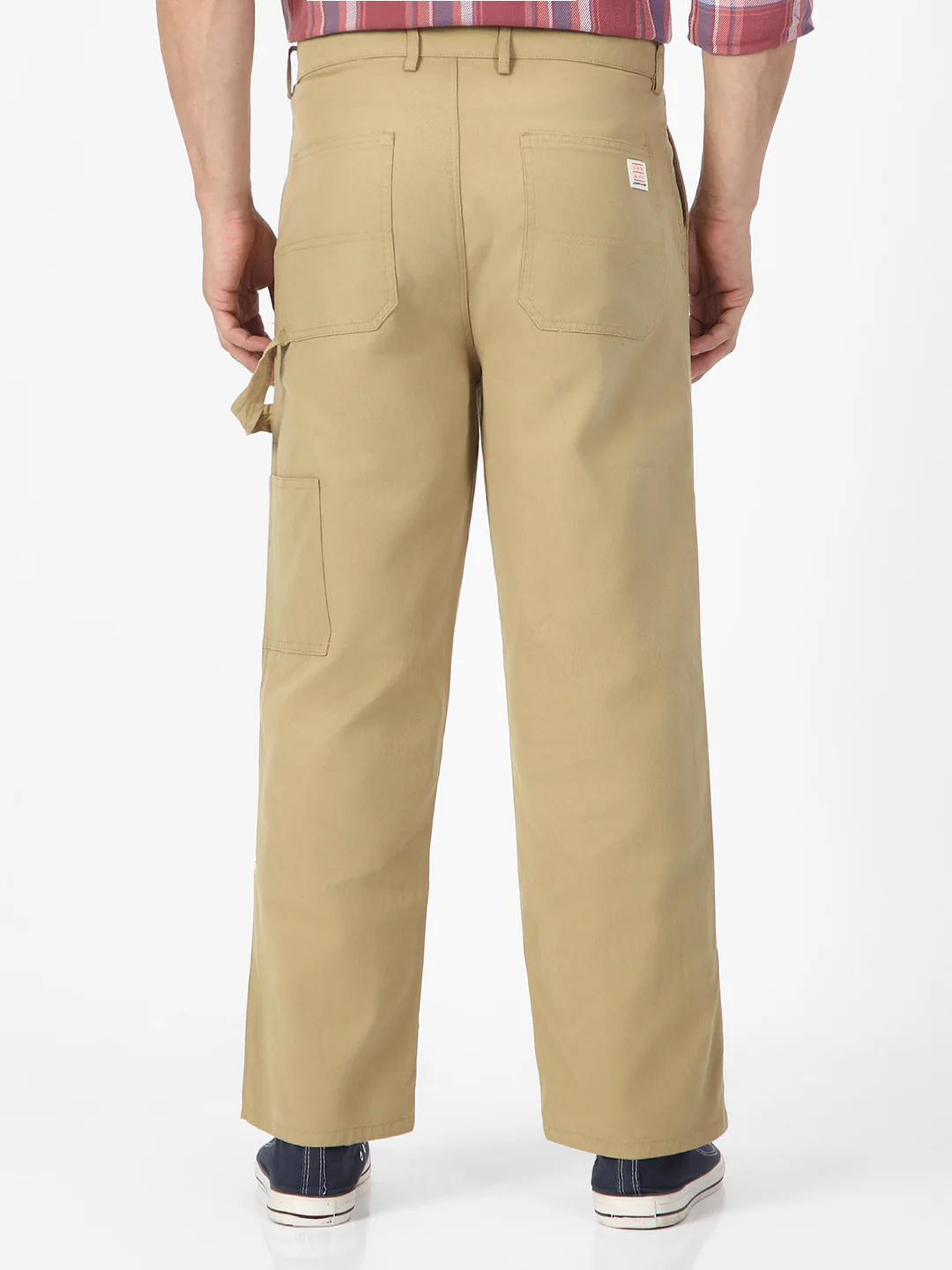 Men's Light Olive Loose Baggy Fit Solid Carpenter Trouser Pant with 5 Pockets Non-Stretchable - Image 3