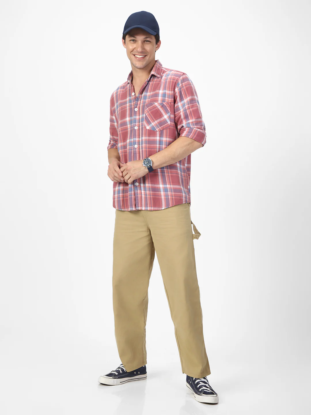 Men's Light Olive Loose Baggy Fit Solid Carpenter Trouser Pant with 5 Pockets Non-Stretchable - Image 4