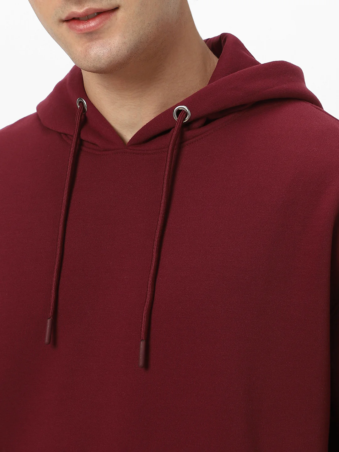 Men's Maroon Cotton Solid Oversized Hooded Neck Sweatshirt - Image 6