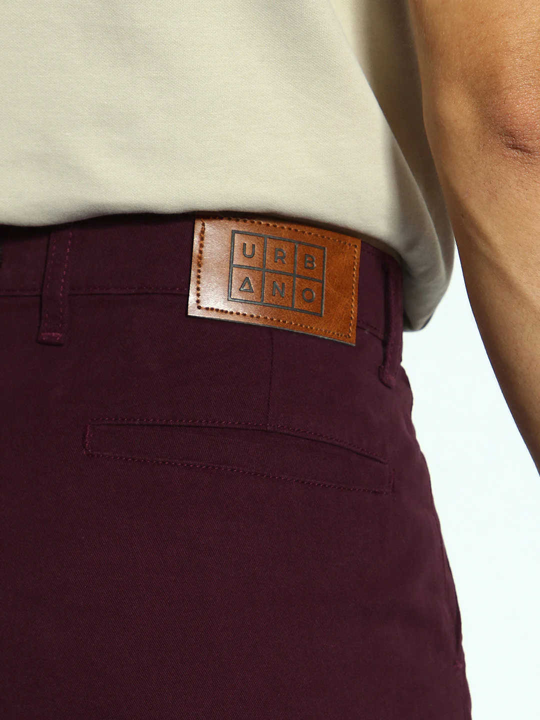 Men's Maroon Loose Baggy Fit Solid Cargo Chino Pant with 6 Pockets Non-Stretchable - Image 7