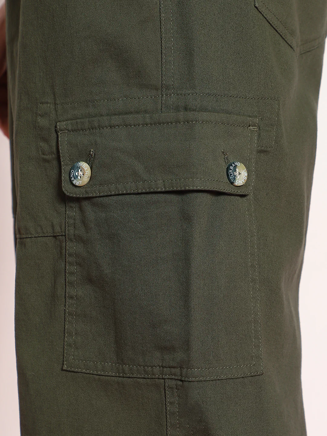 Men's Medium Olive Loose Baggy Fit Cargo Jogger Chino Pant with 6 Pockets Stretchable - Image 6