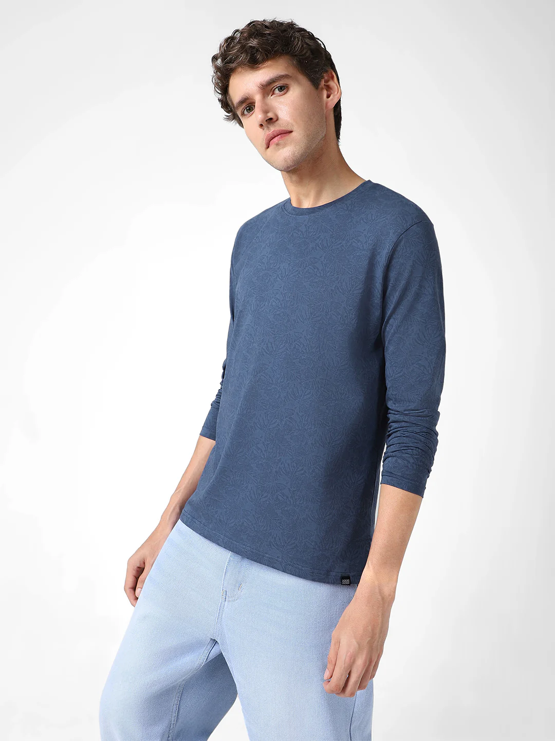 Men's Mood Indigo Printed Full Sleeve Slim Fit Cotton T-Shirt - Image 2